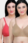 Maroon Clothing Double Layered Non Wired Full Coverage T-Shirt Bra (Pack of 2) - Multicolor — thumbnail 1